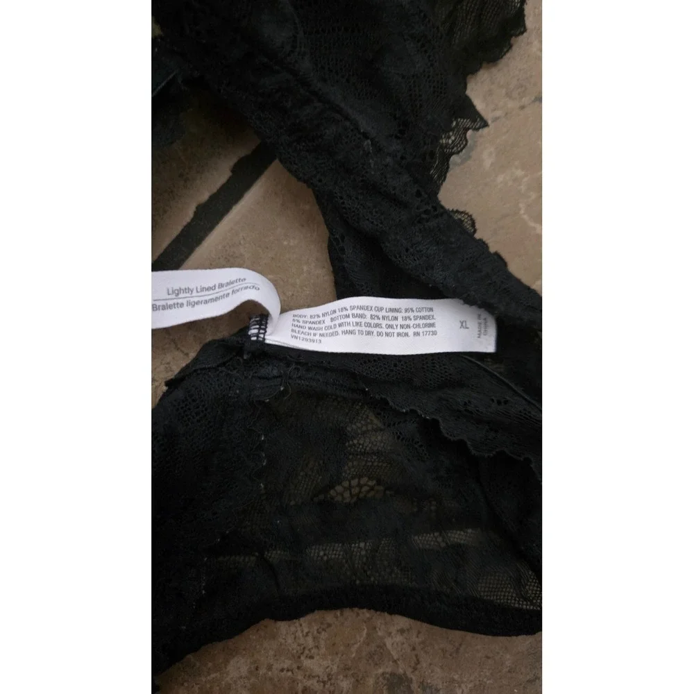 Auden Black Lace Racerback Bralette Lightly Lined Keyhole XL VN1293913